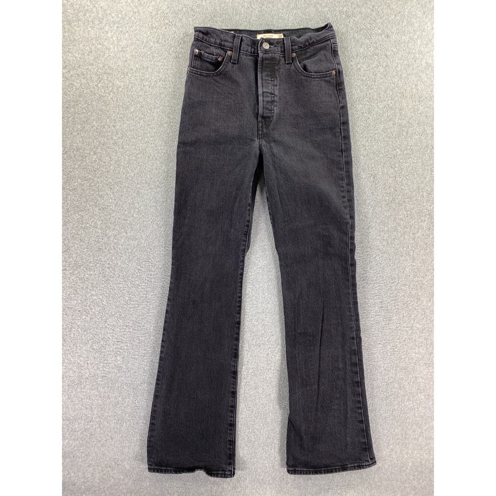 Levis Jeans Womens 27 Black Ribcage Boot High Rise Button‎ Fly Stretch Denim